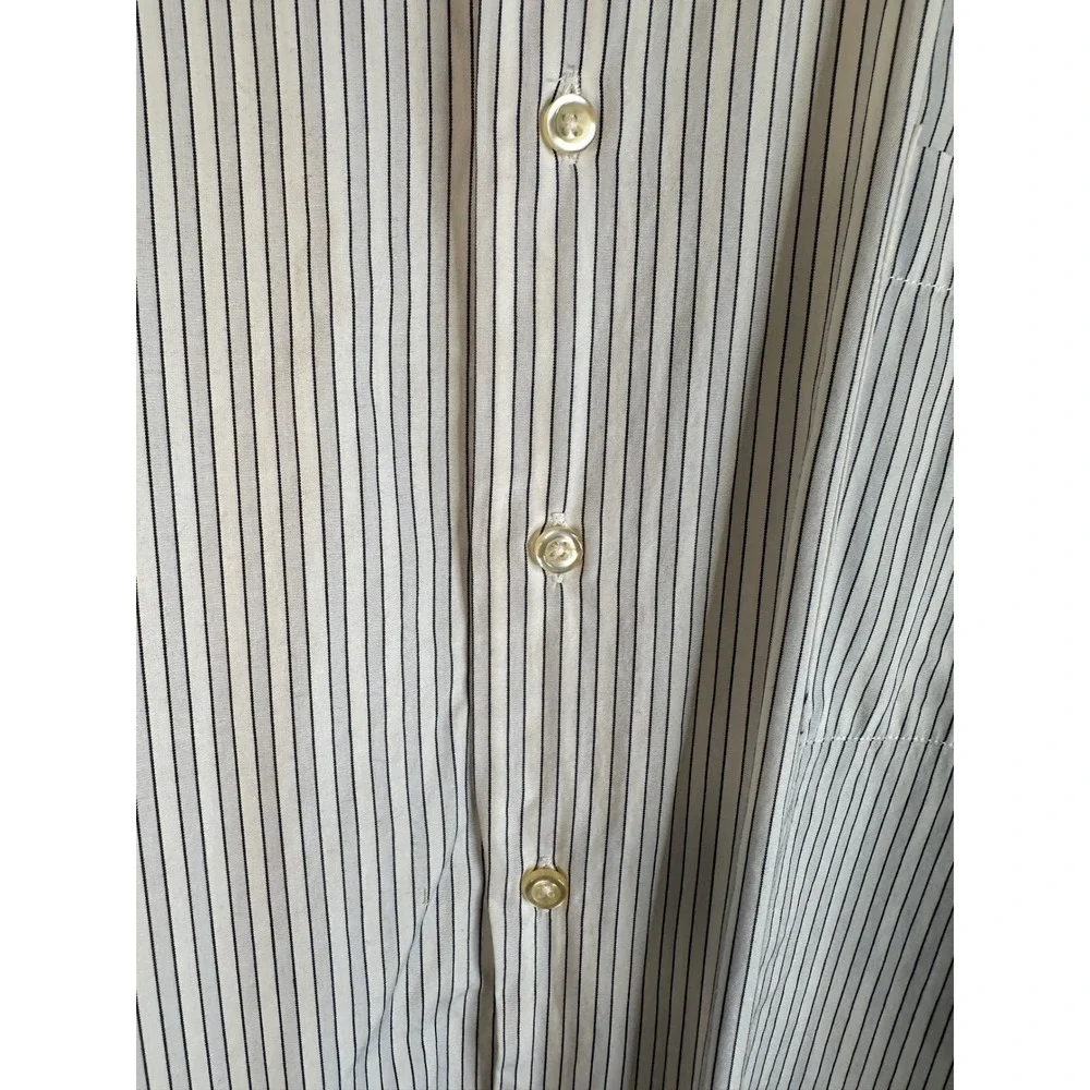 Peter‎ Millar Men's Career Button Down White Navy Pinstripe Cotton Size XL